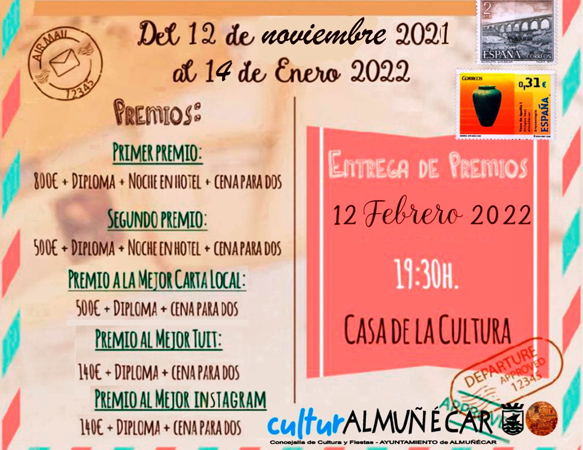 Abierto hasta el viernes 14 el plazo de presentacin de trabajos del XXVIII Certamen de Cartas de Amor y Desamor de Almucar.